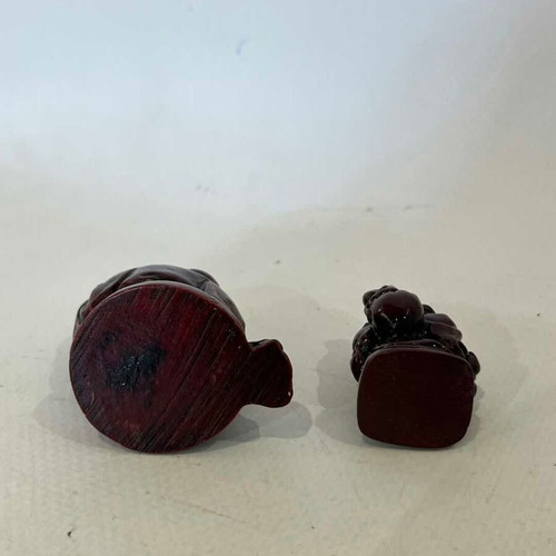 Set of 2 mini Buddha resin collectible figurines