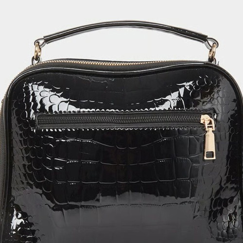 Leather patent shoulder bag new, black