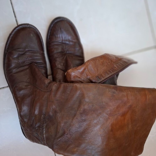 Brown leather vintage boots size 38, refurbished