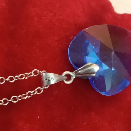 Silver 925 necklace with blue heart zircon stone