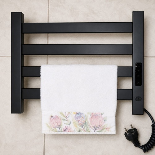 Electric Towel Warmer Radiator Black Touch Screen IPX4 New
