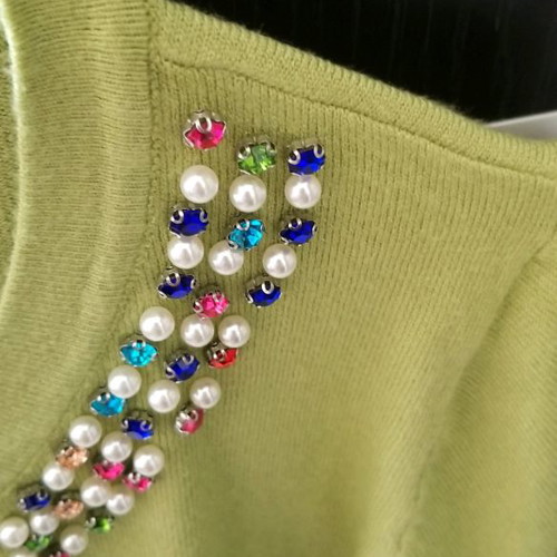 Cardigan blouse new with stones small green