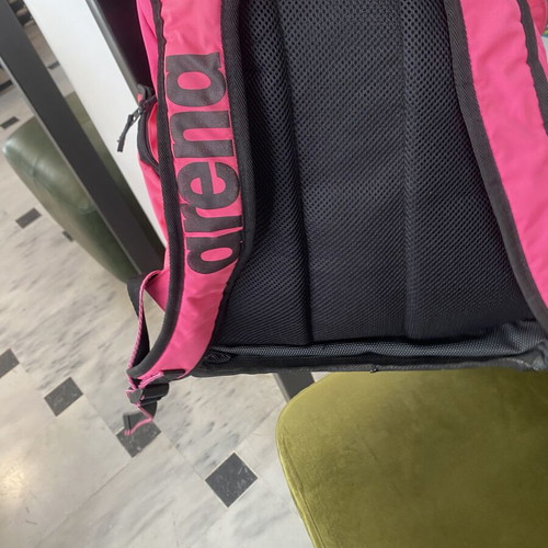 Arena pool bag with compartments used, fuchsia color