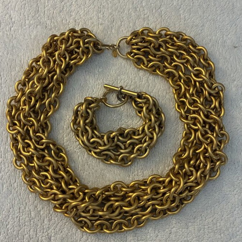 Vintage Monet gold-plated choker and bracelet set