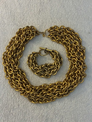Vintage Monet gold-plated choker and bracelet set
