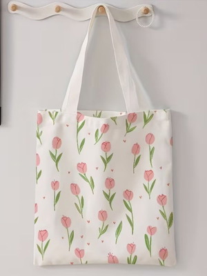 Fabric shoulder bag with tulips new
