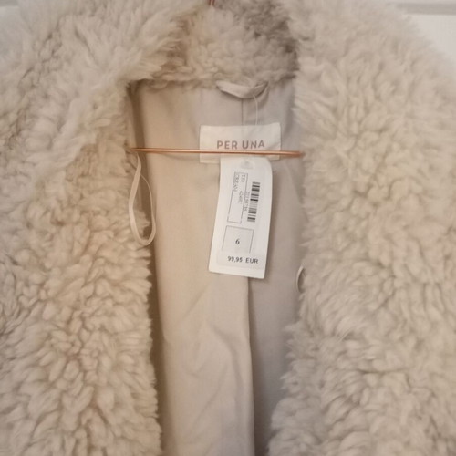 Teddy coat new synthetic fur beige Marks & Spencer size XS