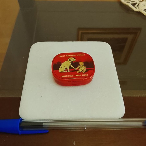 Vintage German Marschall Phonograph Needle Metal Box like new with lithograph