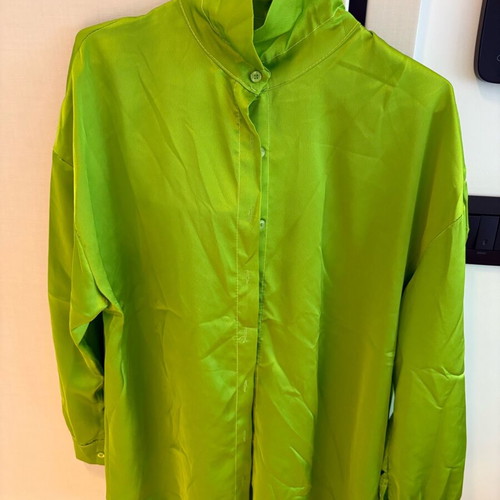 Satin green set shirt and pants one size fits up to large