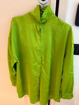Satin green set shirt and pants one size fits up to large