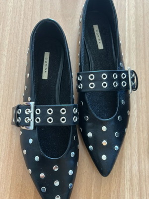 Corina black ballerina shoes size 39 new with studs