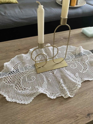 Handmade table runner with beautiful crochet design