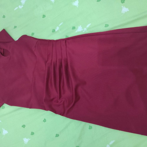 Red women's dress size S with drape and chest opening
