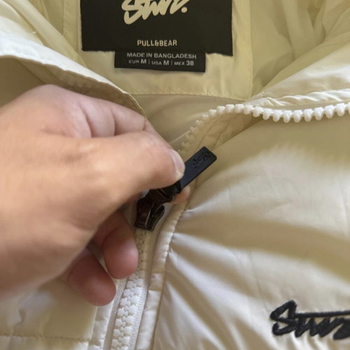STWD Puffer Jacket, white, size L, Pull & Bear