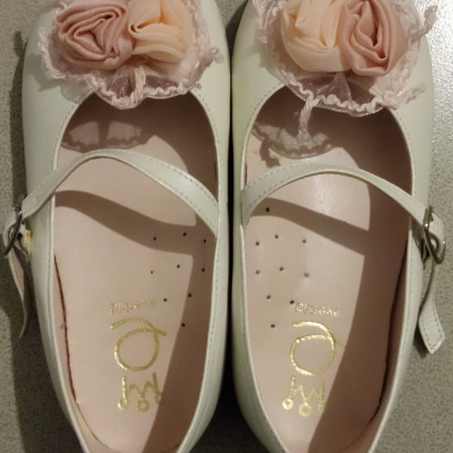Everkid leather girls' ballerinas new, size 24, off white
