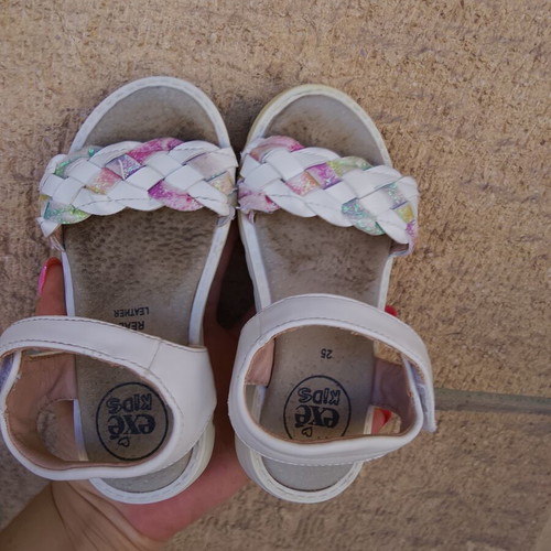 Exe kids leather sandals size 25 like new, white and pink