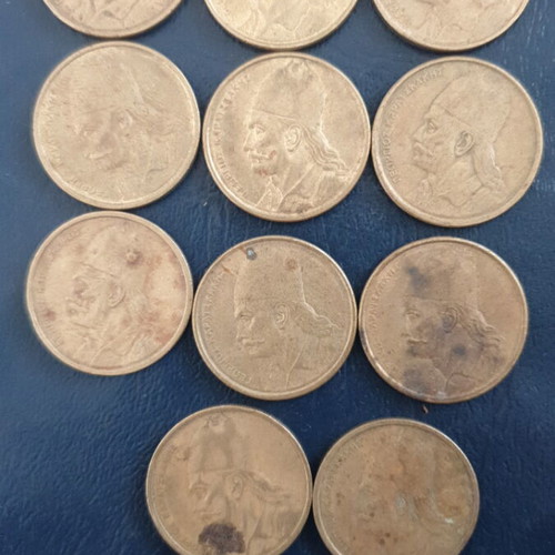 1976-1986 2drx Karaiskakis coins used, set of 18