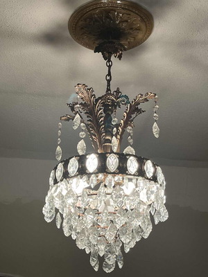 Chandelier set used with crystals, bronze body, 2 pieces