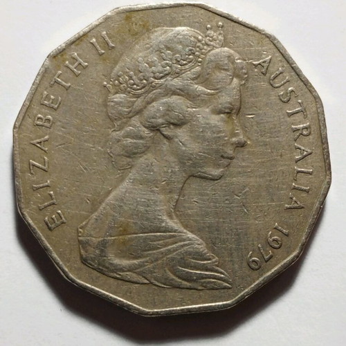 Australia 50 Cents 1979 coin used, Queen Elizabeth II