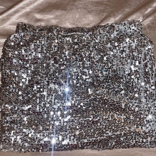Skirt silver with sequins unused, size S