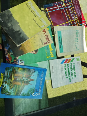 English and German language learning books used, pack