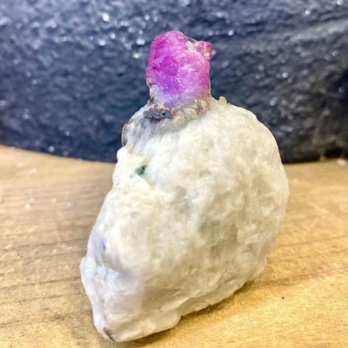 Natural rare raw ruby specimen in feldspar with mica new