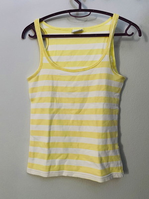 Striped women's tank top yellow-white size M like new