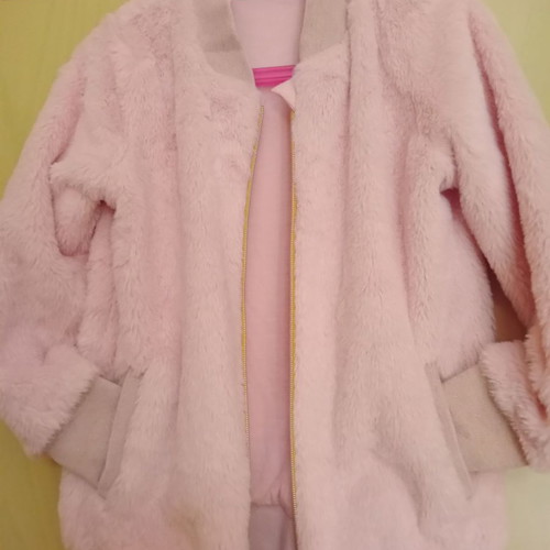 Energiers fluffy jacket like new, size 8, with golden knitting