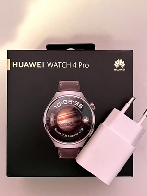 Huawei Watch 4 Pro smartwatch with dark brown leather strap