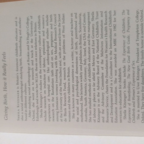 Giving Birth by Sheila Kitzinger English book like new