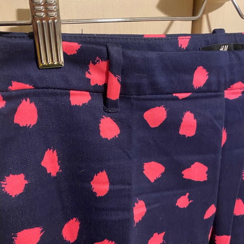 H&M classic pants M 38 10 blue with fuchsia patterns new