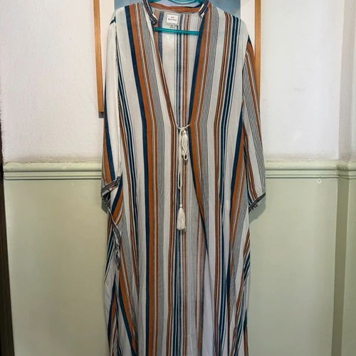 Long Kimono striped, like new, white and orange by Achilleas Accessories