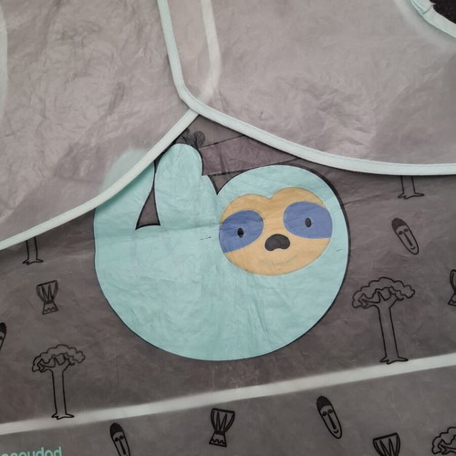 Babyono bibs set of 2 used, sloth and bison designs