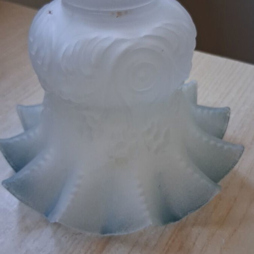 Lamp glass like new, 11cm height, 15cm diameter, blue and white