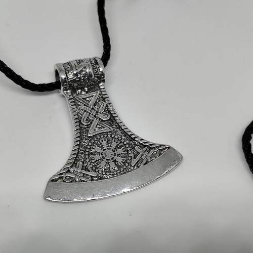 Viking Axe Pendant with Scandinavian Symbols like new