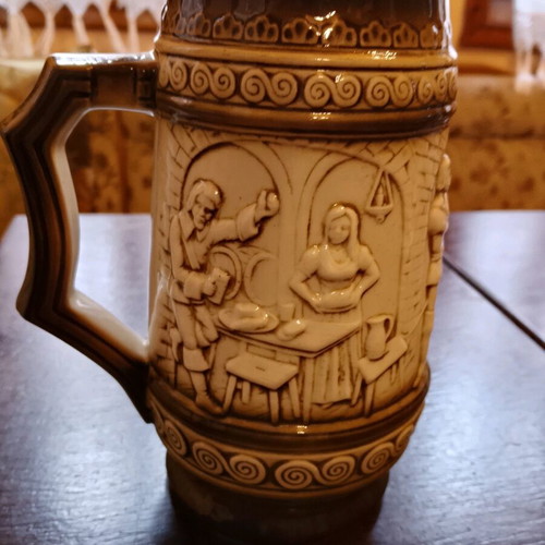 Sitzendorf Porcelain Beer Mug used, collectible 1L
