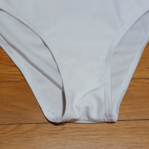 Badu striped one-piece swimsuit with cut-out, white and beige, size Medium