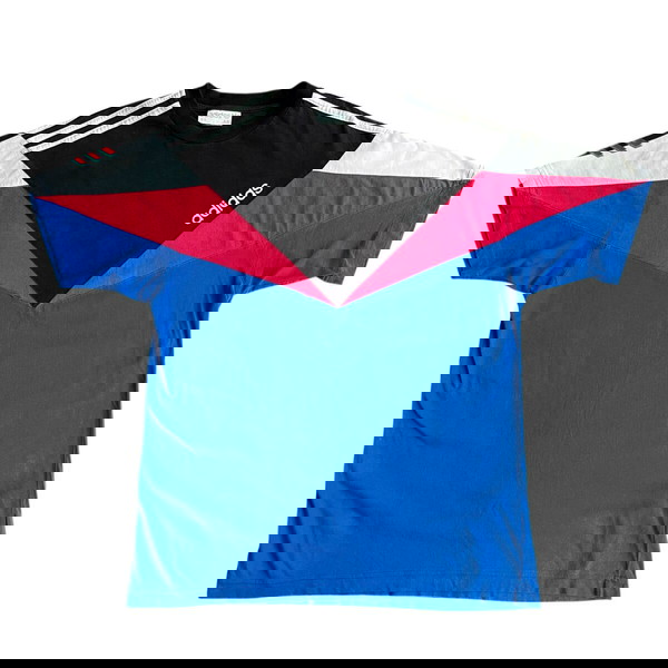 Vintage 80's Adidas Πολύχρωμο T-shirt (M)