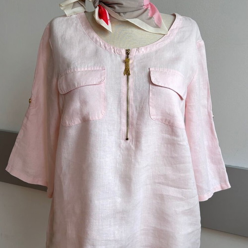 Ellen Tracy linen tunic in pale pink like new, size M
