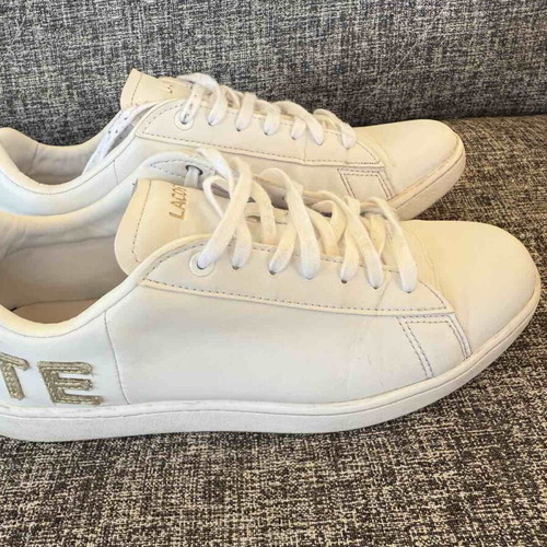 Lacoste sneakers size 38 used, leather, white