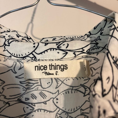 Nice Things summer shirt used, white and grey, size S