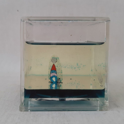 Water decoration with floating sailboat used