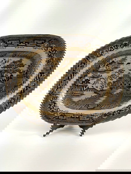 Αντίκα μεγάλη εγγλέζικη πιατέλα "Warranted Staffordshire  JC & CO"  του 1850.