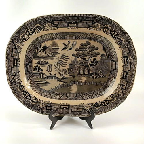 Antique large English Warranted Staffordshire JC & CO platter used, 1850