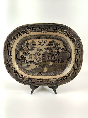 Antique large English Warranted Staffordshire JC & CO platter used, 1850