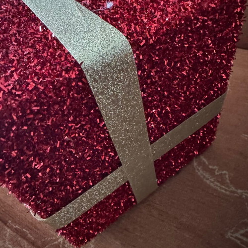 Christmas decorative gift like new, medium size, red with gold ribbon