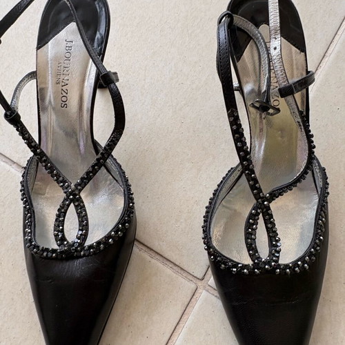 J Bournazos sling back shoes like new, black with rhinestones, size 37