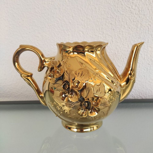 Porcelain tea set used, gilded, 5 pieces