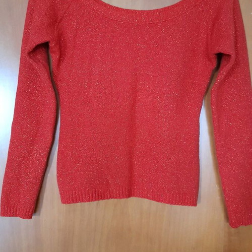 Elastic blouse used with glitter, red, size S
