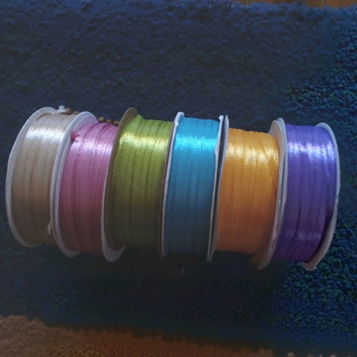 Ribbons 6 pieces 3mm×50 meters new, multicolor